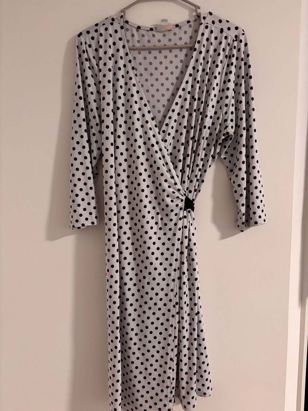 LuLaRoe Wrap Dress with Black and White Polka Dot Print